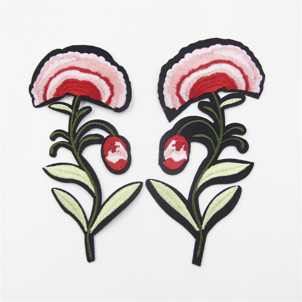 Spiegel Blume Applikation Aufnäher Stickerei Floral Kleidungsstück Accessoires | 2 Stück von EsonfashionI