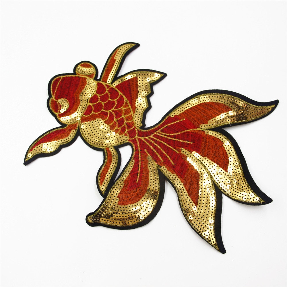 Pailletten Karpfen Aufnäher Gesticktes Bügelbild | 31 X 27 cm von EsonfashionI