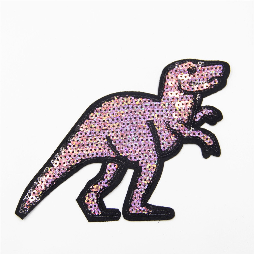 5 Stück Lila Dinosaurier Pailletten Aufnäher Zum Aufbügeln von EsonfashionI