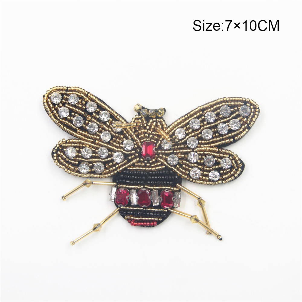 Beaded Crystal Bee Patch Handgemachtes Gesticktes Applikation von EsonfashionI