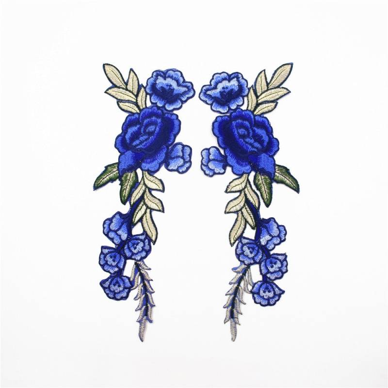 Blaue Blumen Aufnäher Gestickte Florale Verzierungen | 2 Stück von EsonfashionI
