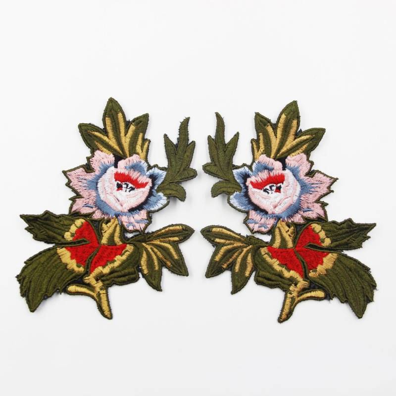 Blumen Applikation Aufnäher Stickerei, Spiegel Design | 2 Stück von EsonfashionI