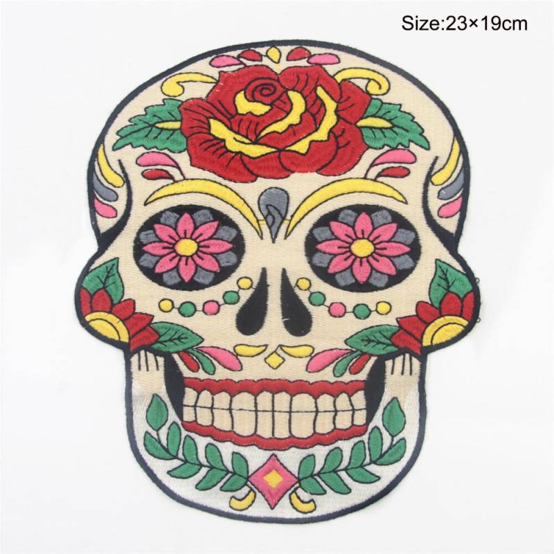 Bunt Totenkopf Gestickt Applikation Patch von EsonfashionI