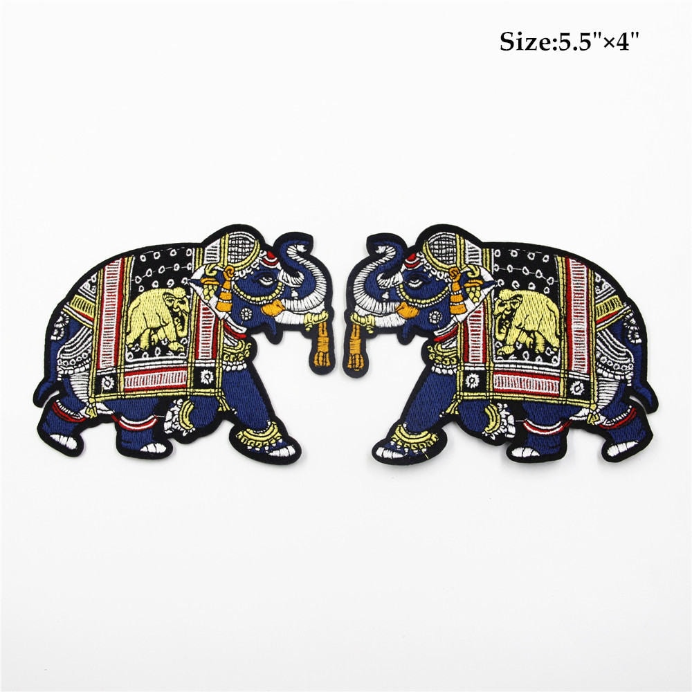 Elefant Stickerei Aufnäher Tier Applikation Für Jacken | 2Er Set von EsonfashionI