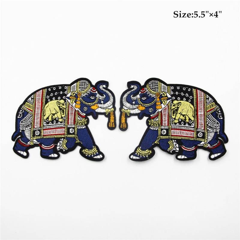 Elefant Stickerei Aufnäher Tier Applikation Für Jacken | 2Er Set von EsonfashionI