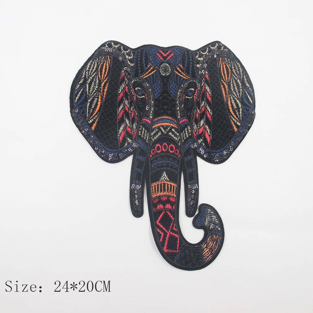 Ethno Elefant Embroidery Patch Tier-Applikation | 25 X 20 cm von EsonfashionI