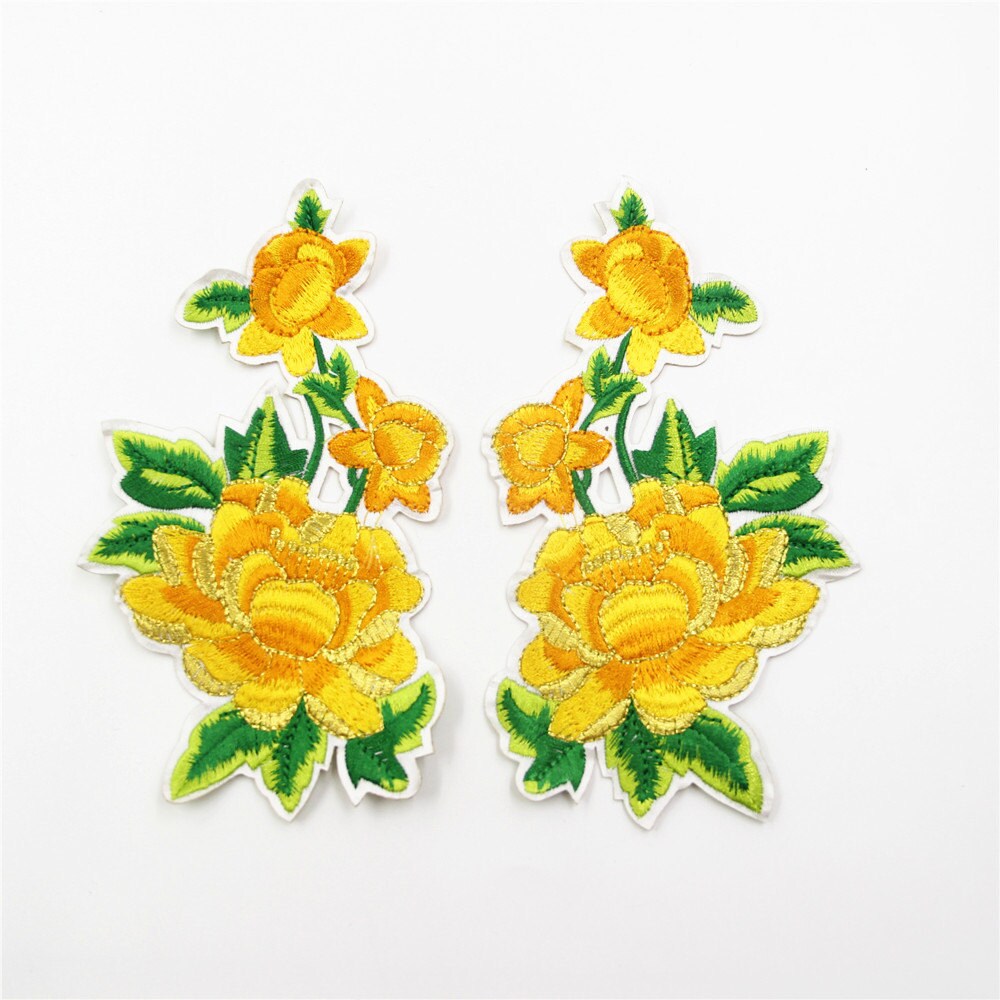 Gelbe Blumen Applikation Aufnäher Stickerei | 2 Stück von EsonfashionI