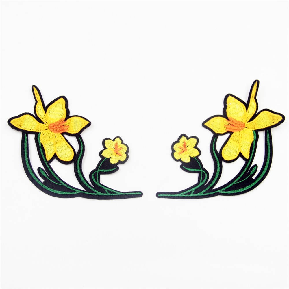 Gelbe Blumen Applikation Aufnäher Stickerei | 2 Stück von EsonfashionI