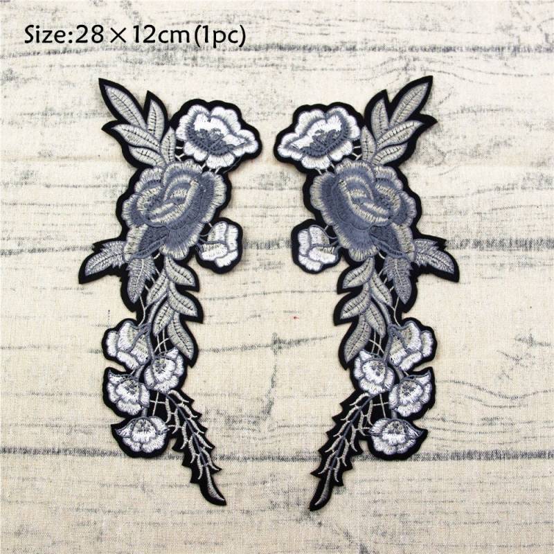 Gestickte Blumen Applikation Aufnäher Spiegel Paar | 28 X 12 cm von EsonfashionI