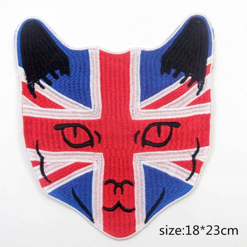 Gestickter Katzen Aufnäher Union Jack Design von EsonfashionI