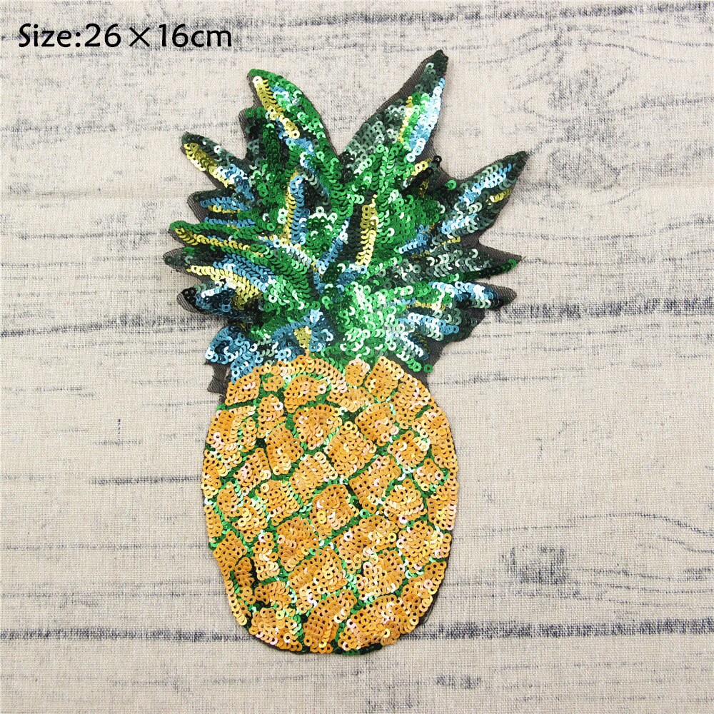 Pailletten Ananas Aufnäher Gesticktes Bügelbild | 26 X 16 cm von EsonfashionI