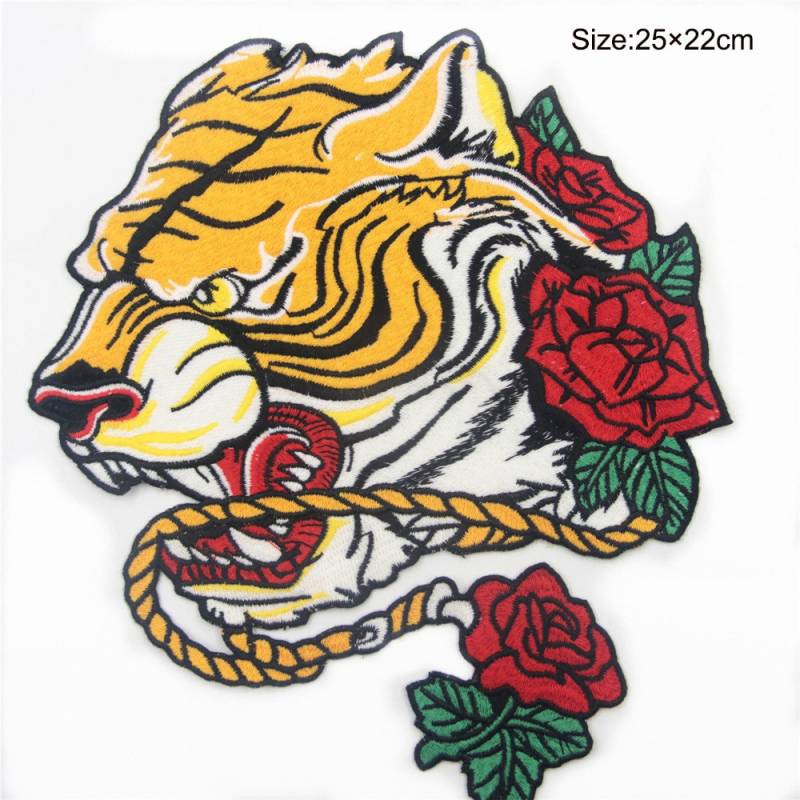 Großer Tiger Gestickter Aufnäher Mit Rose von EsonfashionI