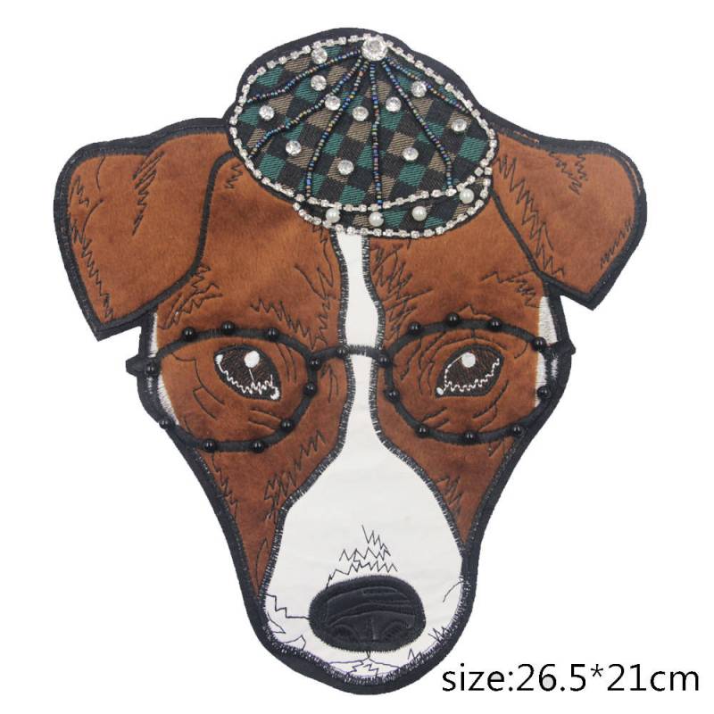 Handgemachter Kristall Hunde Aufnäher Aufbügelbare Applikation | 27 X 24 cm von EsonfashionI