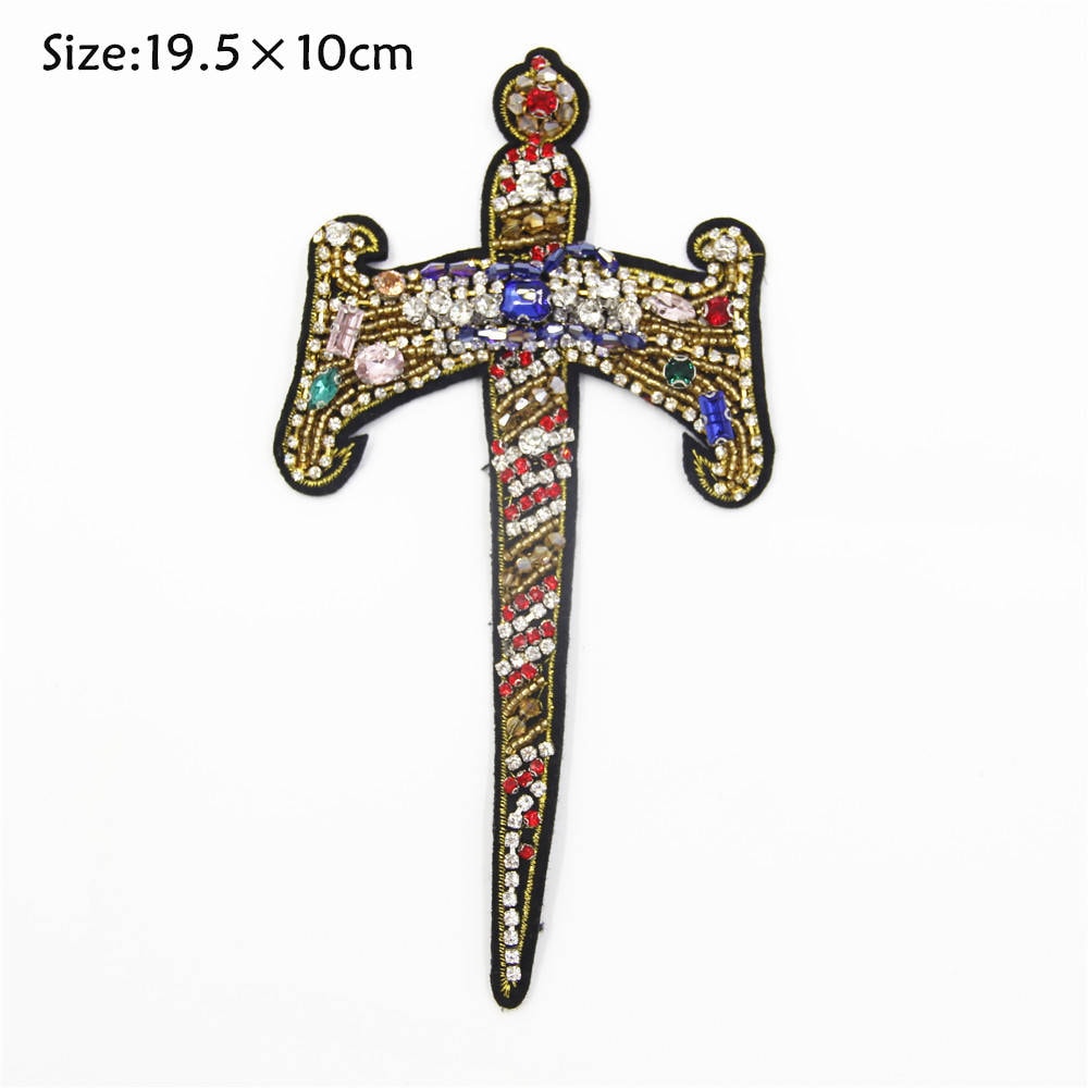 Kristall Schwert Applikation Gestickter Diamant Aufnäher Für Kleidungsstück von EsonfashionI