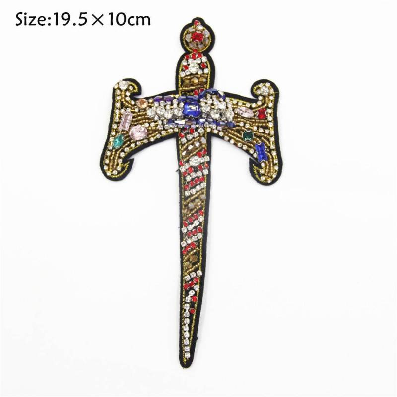 Kristall Schwert Applikation Gestickter Diamant Aufnäher Für Kleidungsstück von EsonfashionI