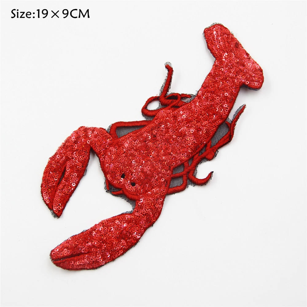 Langusten Aufnäher Gestickte Applikation | 19 X 9 cm von EsonfashionI