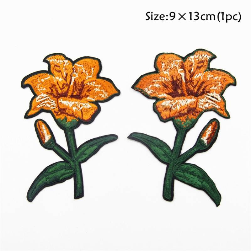 Orange Blumen Stickerei Applikation Aufnäher | 2 Stück von EsonfashionI