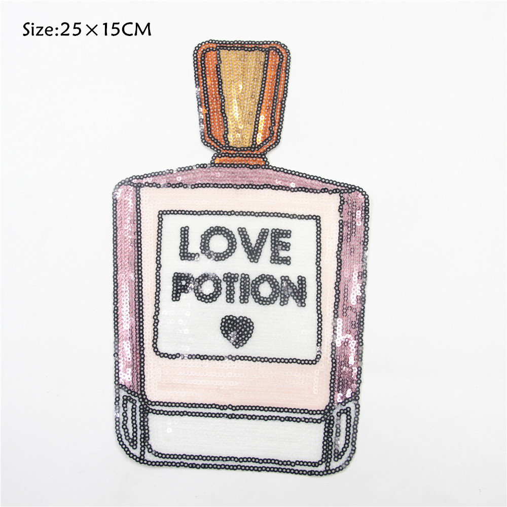 Pailletten Parfüm Flasche Aufnäher Gesticktes Bügelbild von EsonfashionI