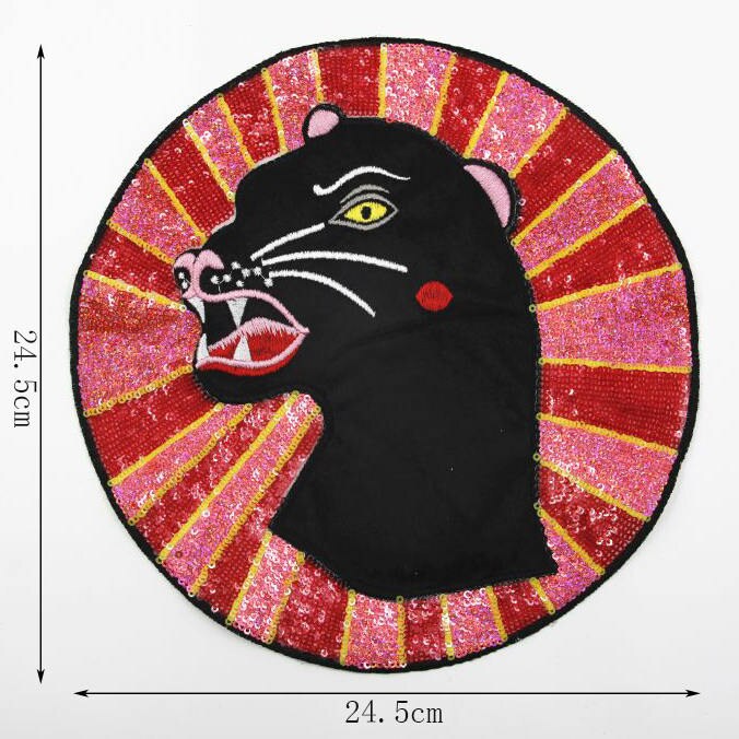 Panther Gestickte Pailletten Applikation Aufnäher Bügelbild Accessoire von EsonfashionI