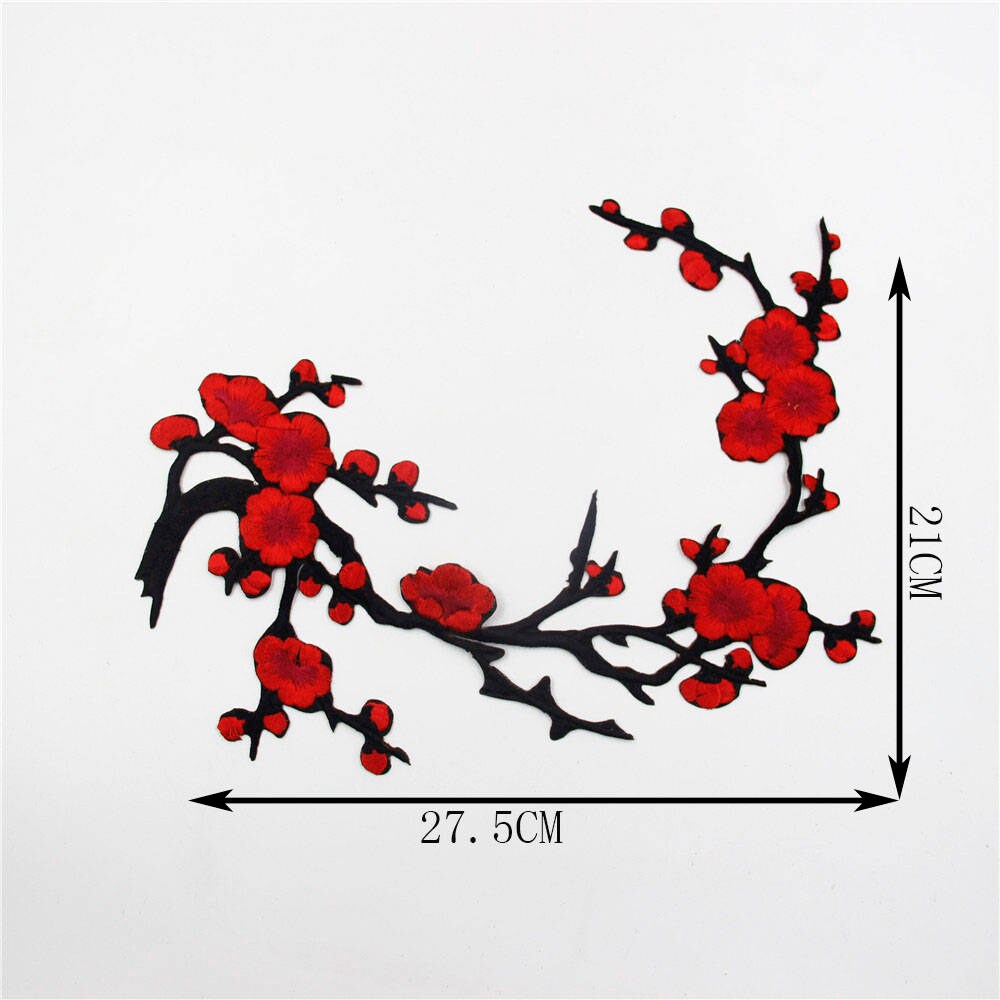 Rote Pflaumenblüte Stickapplikation Blumenbild, Nähzubehör von EsonfashionI