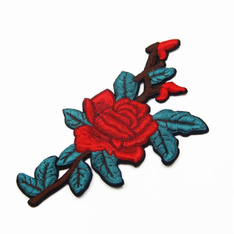 Rote Rose Stickapplikation Blumen Aufnäher von EsonfashionI