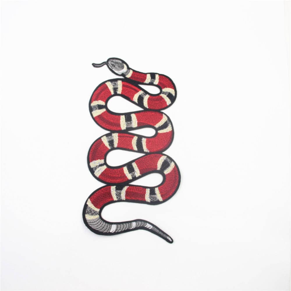 Rote Schlange Aufnäher Aufbügler 15x28cm von EsonfashionI