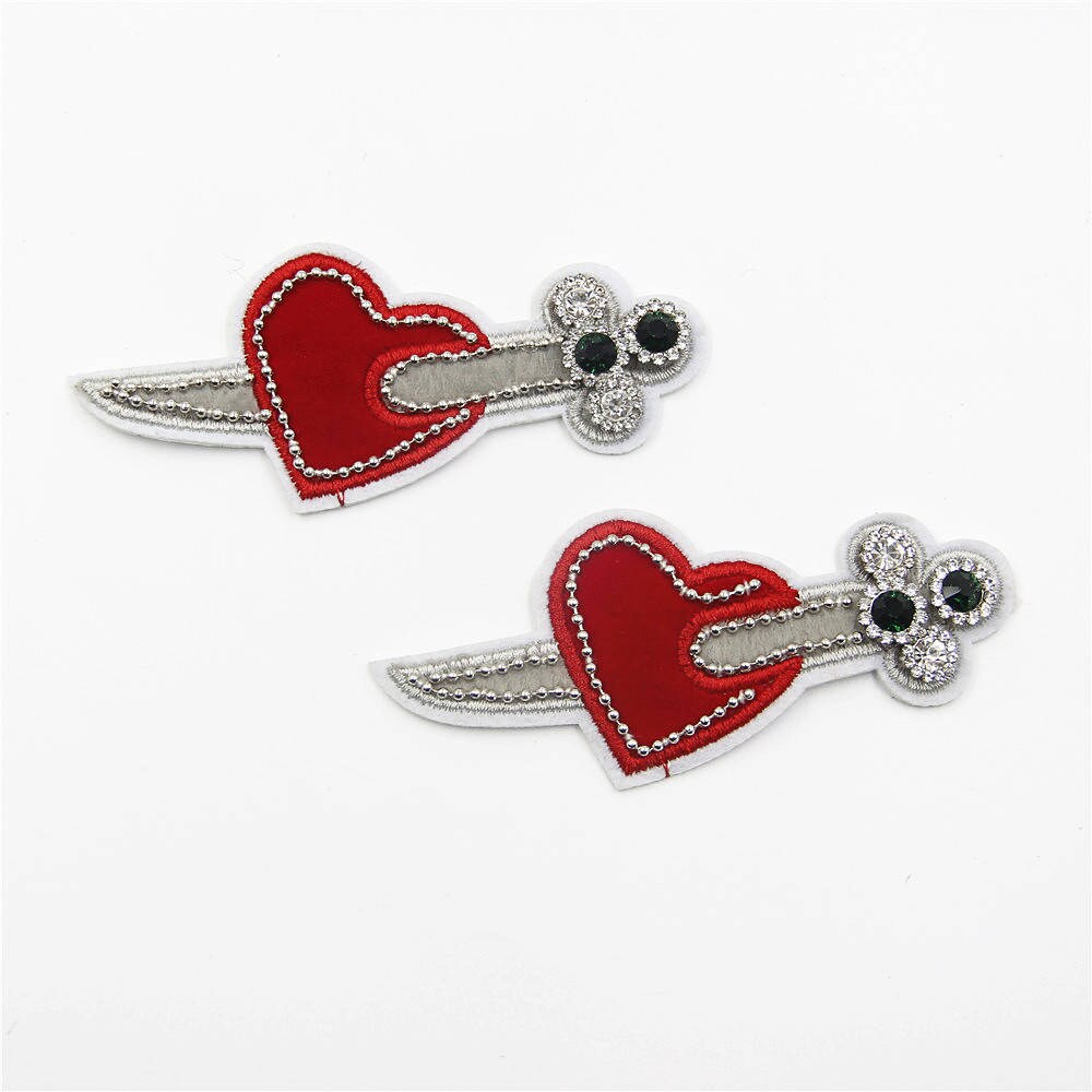 Rotes Herz Kristall Gestickter Aufnäher | 2 Stück von EsonfashionI