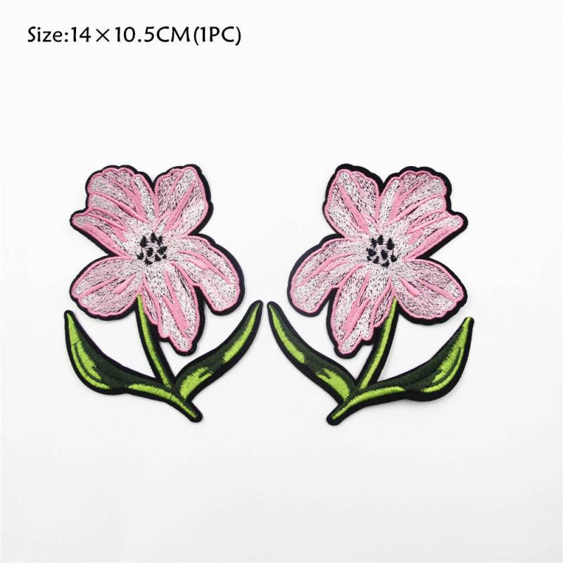 Rosa Blumen Aufnäher Gesticktes Kleidungsstück Accessoires | 2 Stück von EsonfashionI