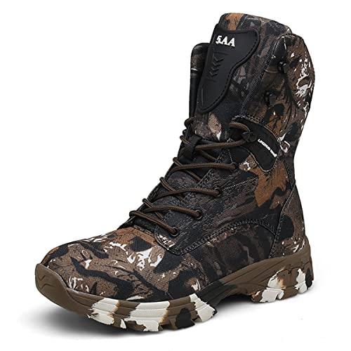 Esout Herren High-Top Camouflage Kampfschuhe Rutschfeste Militärische Taktische Stiefel LQ3 von Esout