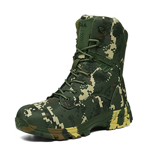 Esout Herren High-Top Camouflage Kampfschuhe Rutschfeste Militärische Taktische Stiefel QQ3 von Esout