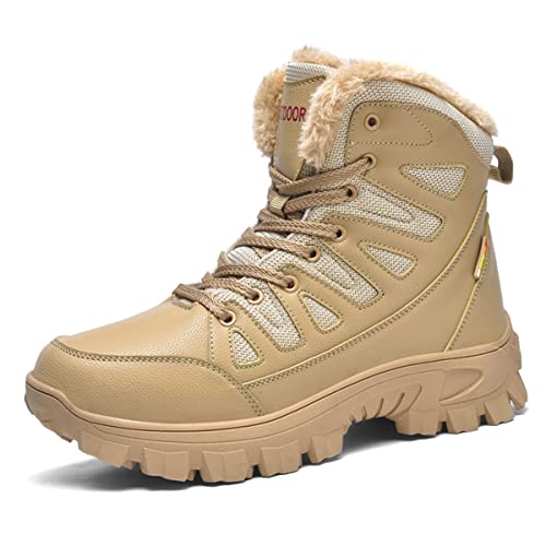 Esout Wasserdichte Warme Herrenstiefel Gepolstert und Verdickt Plus Size Schneestiefel Anti-Rutsch Sport Wandern Baumwolle Schuhe von Esout