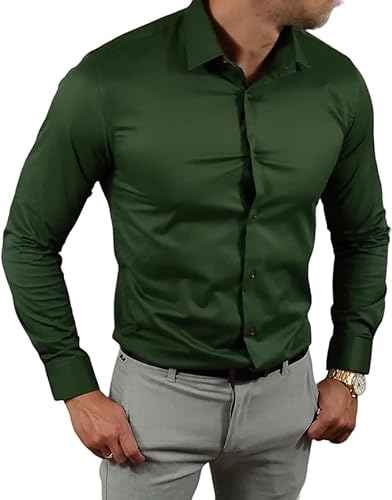 Espada Men's Wear Klassisches schmal geschnittenes Hemd Olive ESP06 Große S-3XL (as3, Alpha, m, Regular, Regular) von Espada Men's Wear