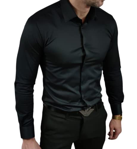 Espada Men's Wear Klassisches schmal geschnittenes Hemd schwarz ESP06 Große S-3XL (as3, Alpha, m, Regular, Regular) von Espada Men's Wear