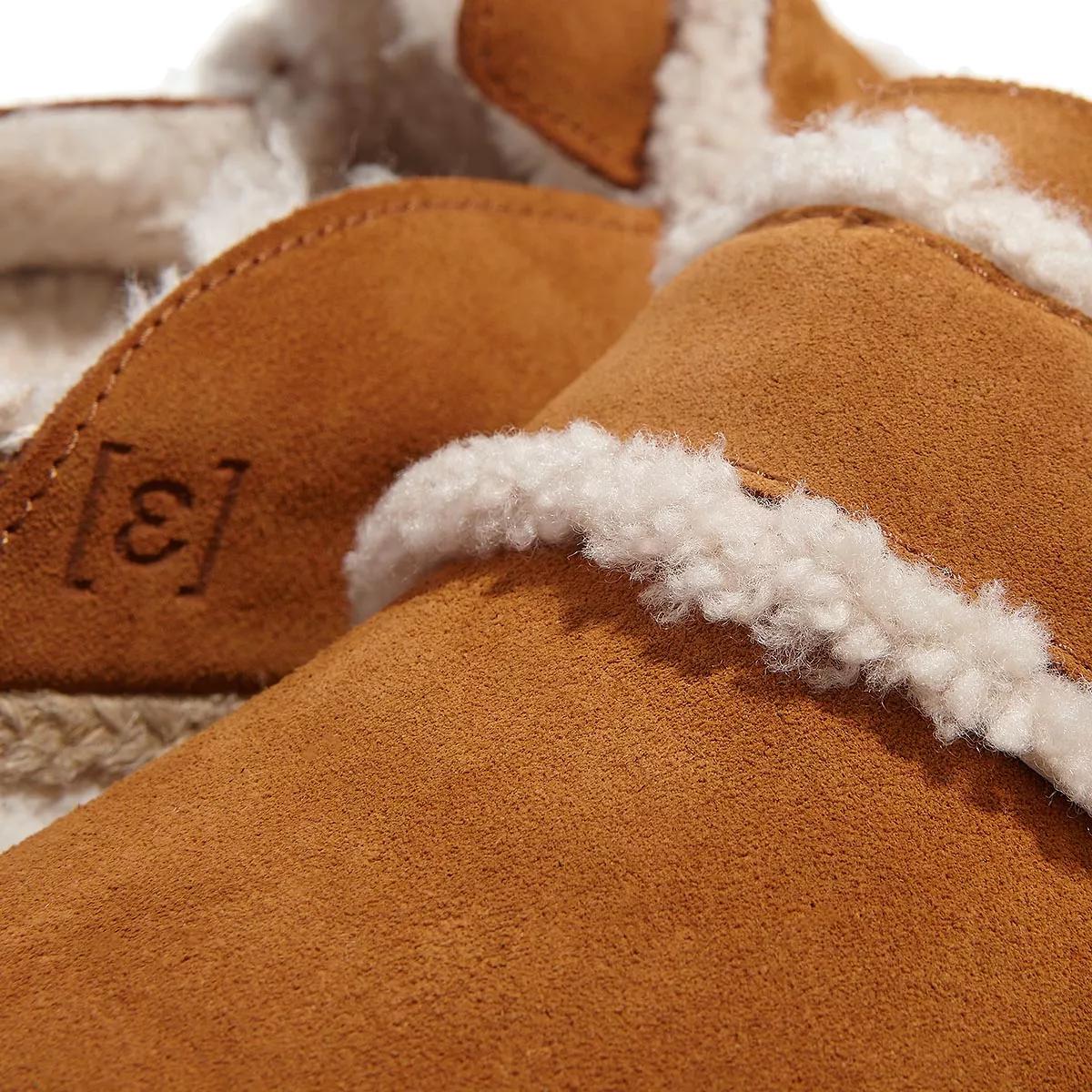 Espadrij l’originale Slipper & Pantoletten - Cloq Velour Teddy Luxe - Gr. 37 (EU) - in Cognacbraun - für Damen von Espadrij l’originale