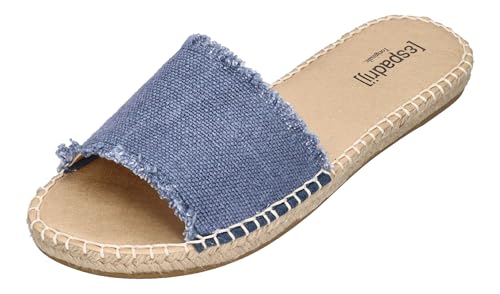 Espadrij L'ORIGINALE Pantoletten PLAGE LINEN dusty blue, Größe:39 EU von Espadrij
