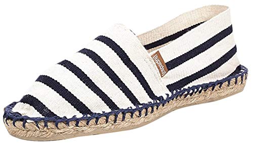 Espadrij L'Originale Classic gestreift Ecru/Marine Herren Espadrilles Sommerschuhe (46) von Espadrij