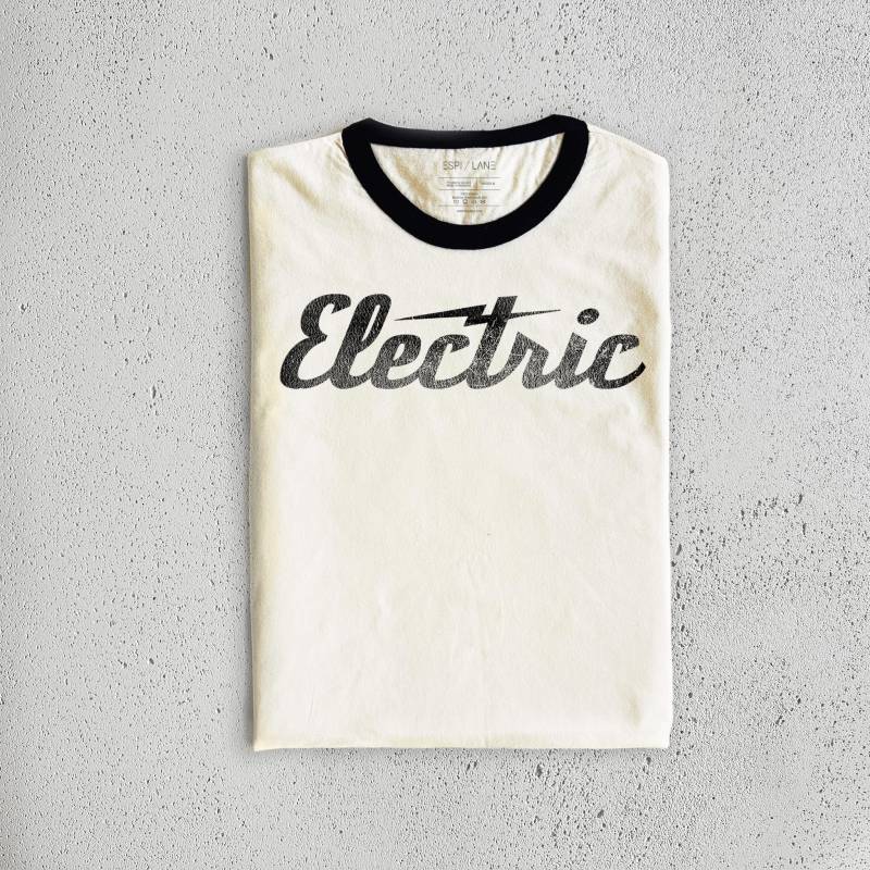 Elektrisierendes Grafik-T-Shirt | Vintage Style Distressed 70S Unisex T-Shirt von EspiLane