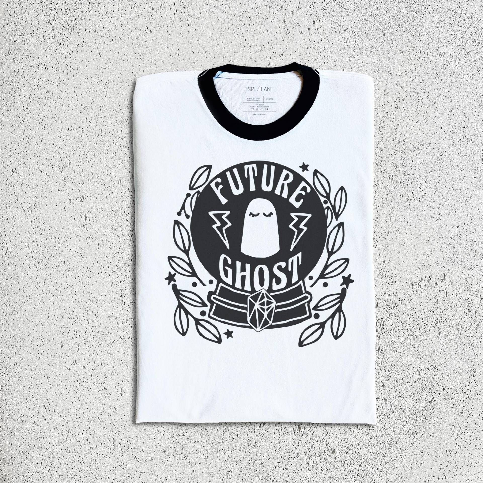 Ghost Crystal Ball Grafik-T-Shirt | Lustiges Halloween Baumwoll-Grafik-Hemd Ghost Crystal Ball Grafik-T-Shirt | Lustiges Halloween Baumwoll-Grafik-Hemd von EspiLane