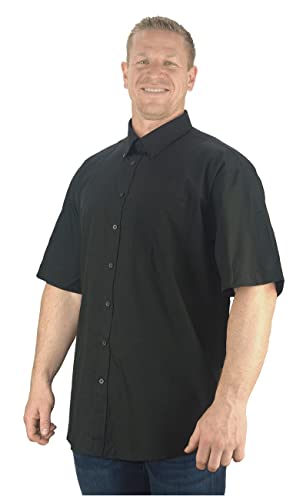 Espionage Markham Herrenhemd, kurzärmelig, einfarbig, lässig, Büro, Business, lang, für Größen 2XL, 3XL, 4XL, 5XL, 6XL, 7XL, 8XL, Schwarz , XXL Große Größen von Espionage