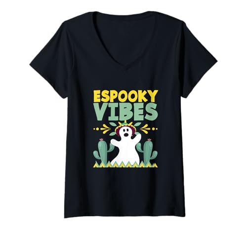 Damen Halloween-Lehrerin für Spanisch, Maestra Spooky Vibes T-Shirt mit V-Ausschnitt Damen Halloween-Lehrerin für Spanisch, Maestra Spooky Vibes T-Shirt mit V-Ausschnitt von Espooky Vibes Spanish Teacher Halloween Gift