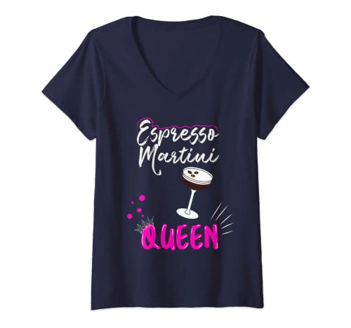 Damen Espresso Martini Queen, Espresso Martini T-Shirt mit V-Ausschnitt Damen Espresso Martini Queen, Espresso Martini T-Shirt mit V-Ausschnitt von Espresso Martini, Hen Do Party Novelty Design