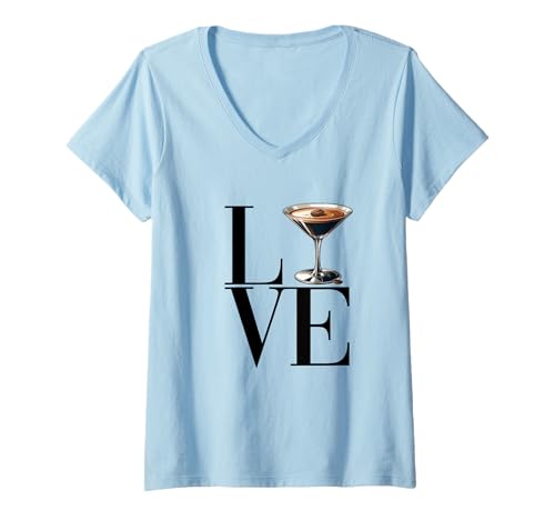 Damen Espresso Martini Love T-Shirt mit V-Ausschnitt Damen Espresso Martini Love T-Shirt mit V-Ausschnitt von Espresso Martini Love Tees & More