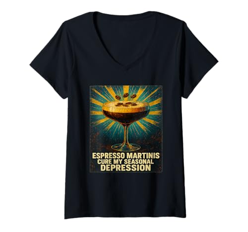 Damen Lustiger Espresso Martini Kaffee Cocktail Liebhaber T-Shirt mit V-Ausschnitt Damen Lustiger Espresso Martini Kaffee Cocktail Liebhaber T-Shirt mit V-Ausschnitt von Espresso Martini & Funny Cocktail Drinking Tees