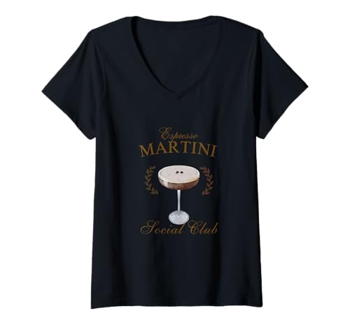Damen Espresso Martini für Frauen, die Kaffee und Wodka trinken T-Shirt mit V-Ausschnitt von Espresso Martini