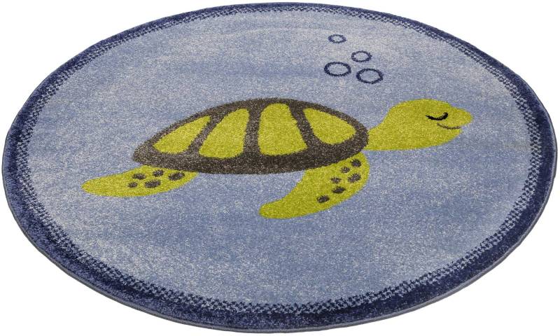 Esprit Kinderteppich "Turtle ESP-40170", rund, 13 mm Höhe, Kurzflorteppich mit Schildkröten Motiv von Esprit