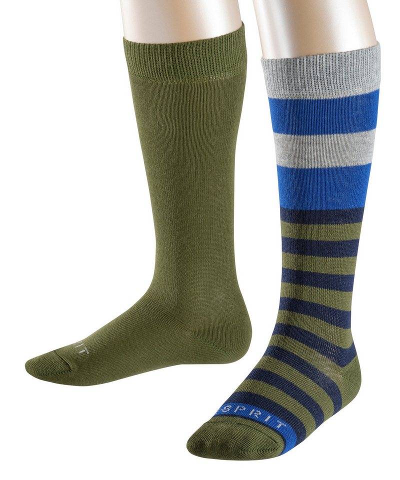 Esprit Kniestrümpfe Block Stripe 2-Pack (2-Paar) mit hohem Baumwollanteil von Esprit