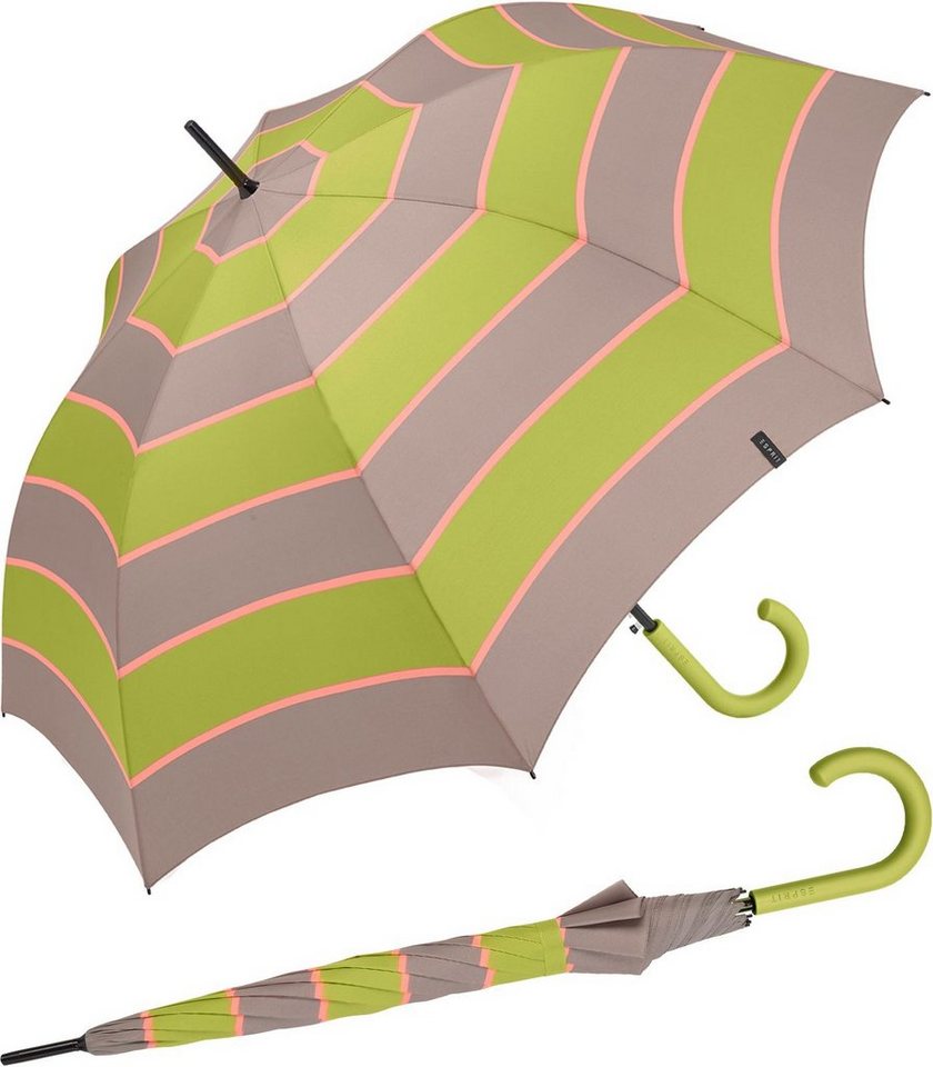 Esprit Langregenschirm Damen Auf-Automatik - Collegiate Stripe atmosphere, groß, stabil, mit Streifen-Muster von Esprit