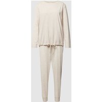 Esprit Pyjama mit Streifenmuster Modell 'MODERN STRIPES' in Beige, Größe M von Esprit