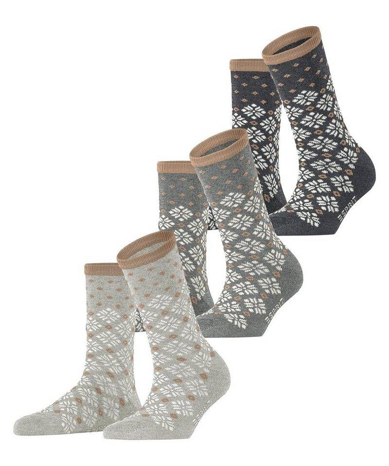 Esprit Socken Norwegian 3-Pack (3-Paar) mit modischem Norwegermuster von Esprit