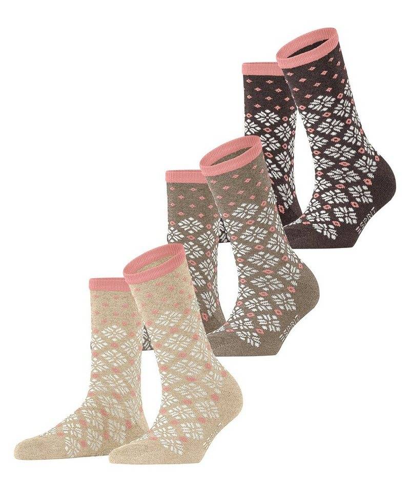 Esprit Socken Norwegian 3-Pack (3-Paar) mit modischem Norwegermuster von Esprit